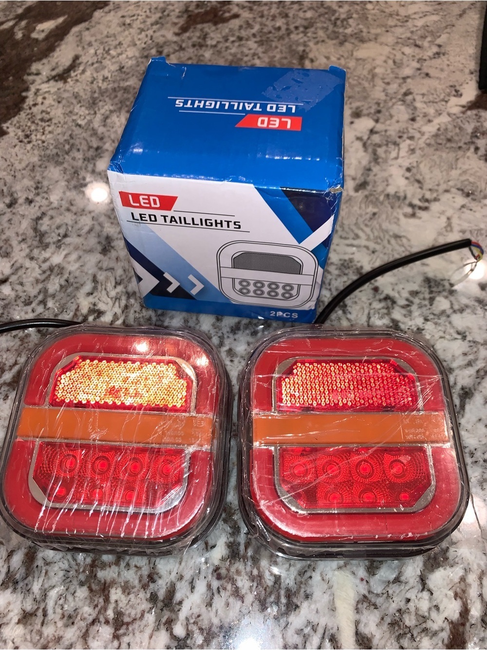2 LED Tail Lights Square for Trailer Tail Lights License Plate Light Truck NEW